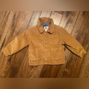 Baby b’gosh corduroy brown tan button down jacket boys 12M pockets